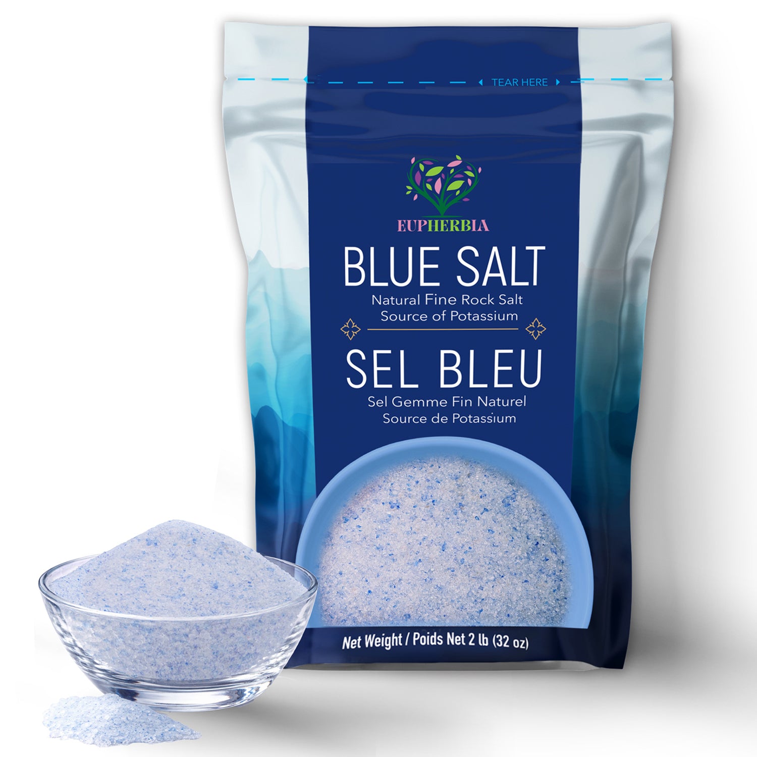 Blue Salt Fine 2lb (32 oz) - Eupherbia