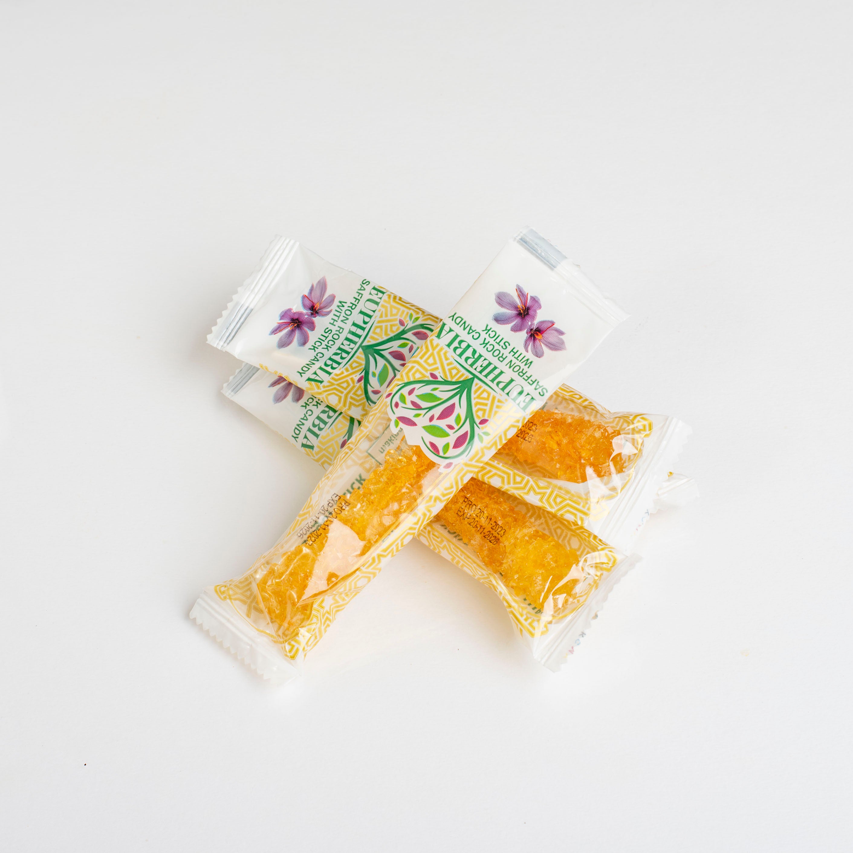 Bulk Saffron Rock Candy Sticks, 300 Pack, Handcrafted Sweetness, Sugar Rock Candy (Nabat) Infused with Pure Grade A+ Saffron Threads, Ideal for Tea, Coffee, Milk, and All Your Favorite Hot