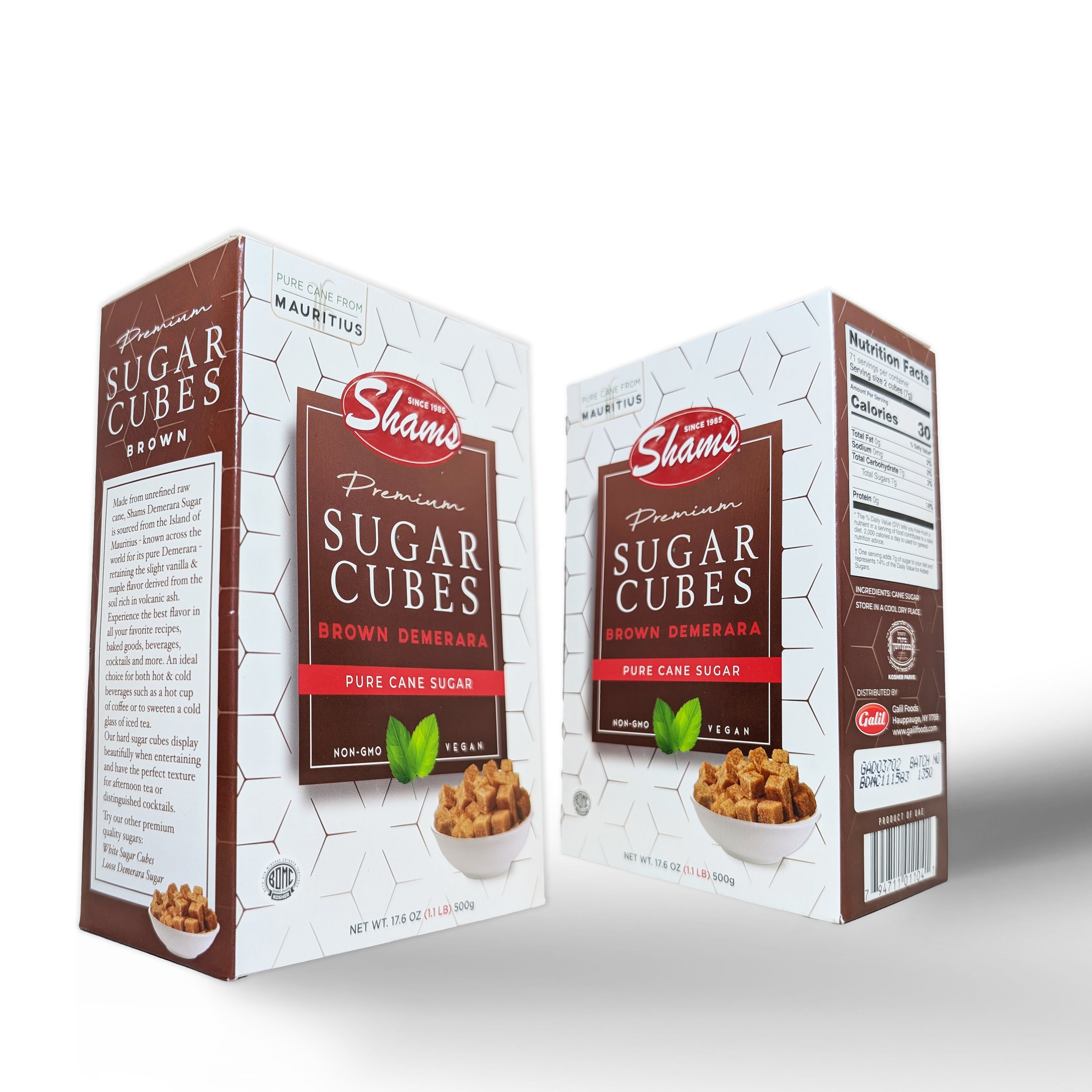 Brown/Demerara Sugar Cubes | Box | 17.6 oz | Shams