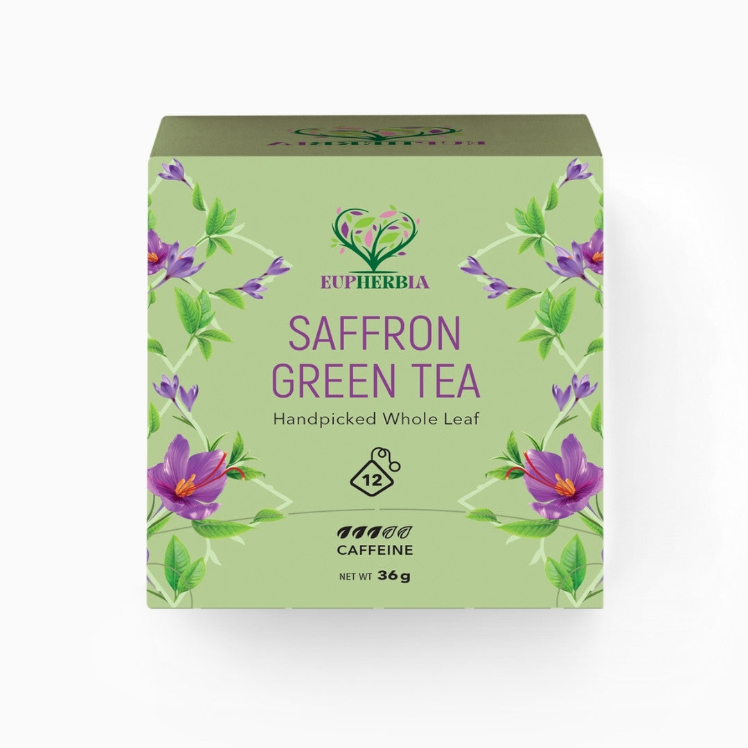 Saffron Green Tea, Highland Grown, Handpicked, Whole Leaf, 12 Sachets ...