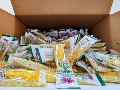 Saffron Rock Candy Sticks Bulk 300 Pack - Eupherbia