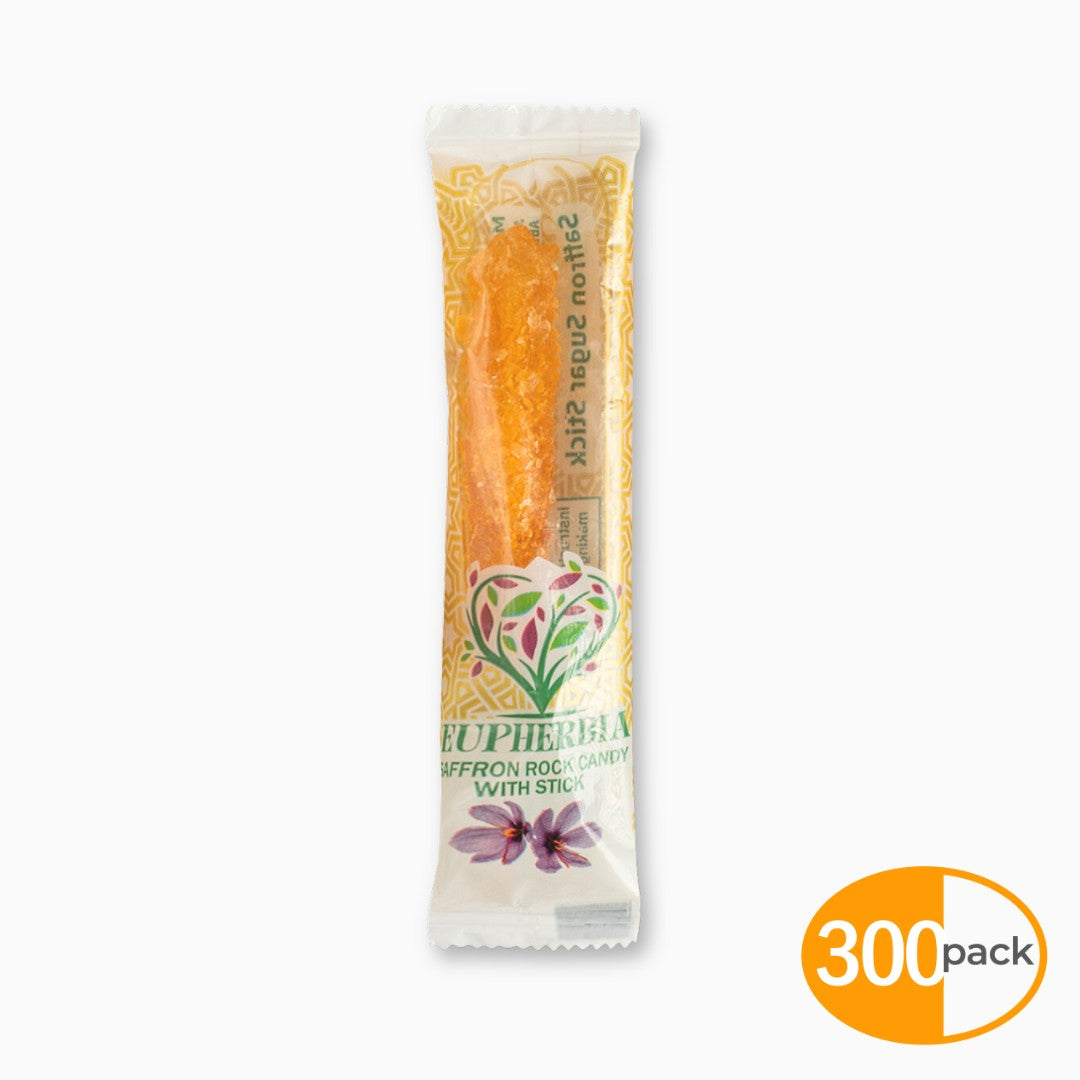 Saffron Rock Candy Sticks Bulk 300 Pack - Eupherbia